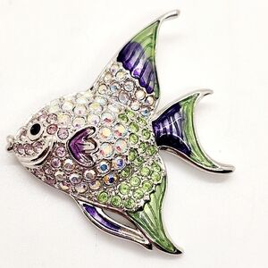 Swarovski Crystal & Enamel Angel Fish Brooch